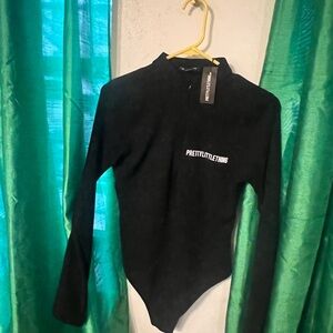 PrettyLittleThing Black Long Sleeve Bodysuit